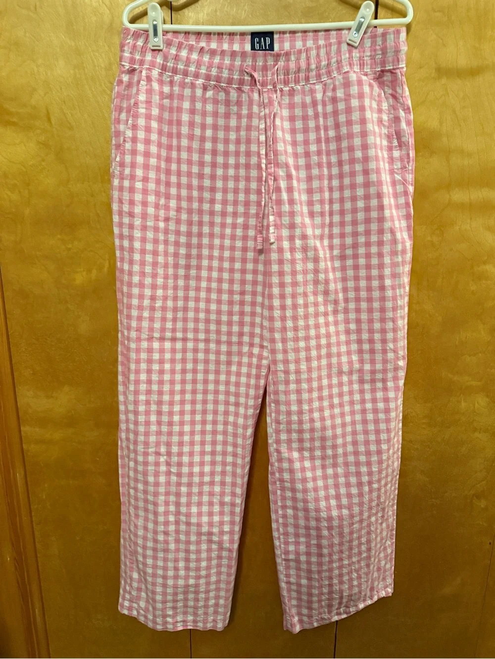 GAP 100% Cotton Pink and White Gingham Pajama Bottoms size medium